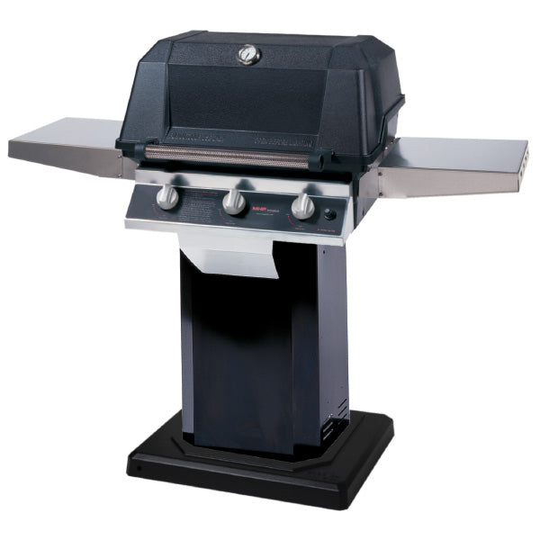MHP Model WRG4DD All-Infrared Gas Grill on Black Aluminum Column