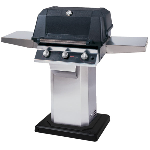 MHP Model W3G4DD "Tri-Burn" Gas Grill on 304 Stainless Steel Column