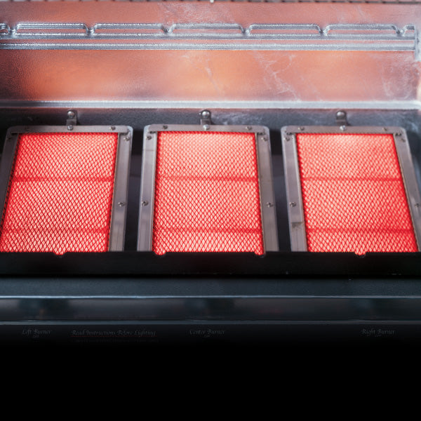 MHP Model WRG4DD All-Infrared Gas Grill on Black Aluminum Column